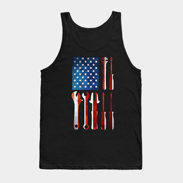 The Official Mechanic USA Flag Tank Top by paola.illustrations